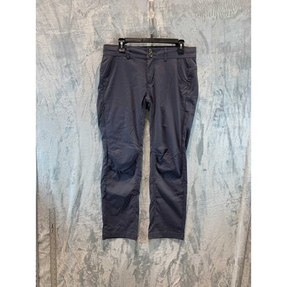 Prana Halle Women Charcoal Gray Straight Leg Roll Up Hiking Pants Size 12 Short